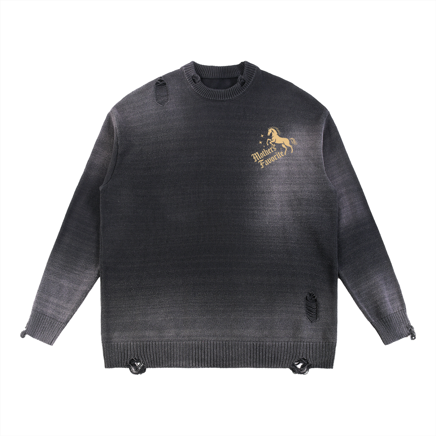 Sun Fade Distressed Ripped Crewneck sweater